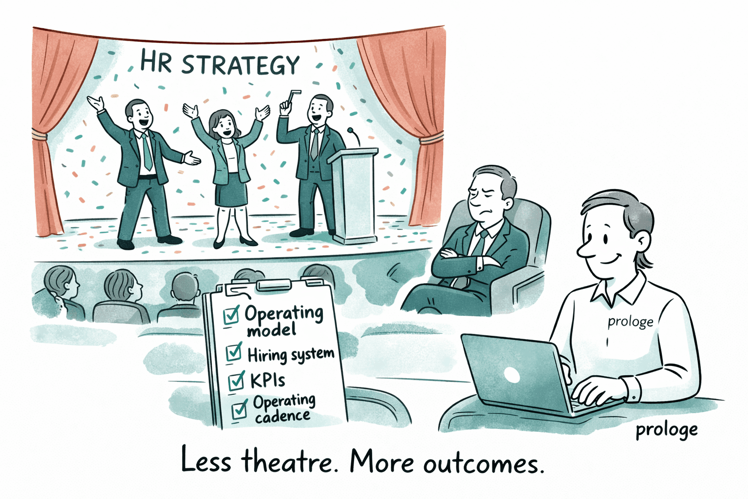 Less theatre. More outcomes.